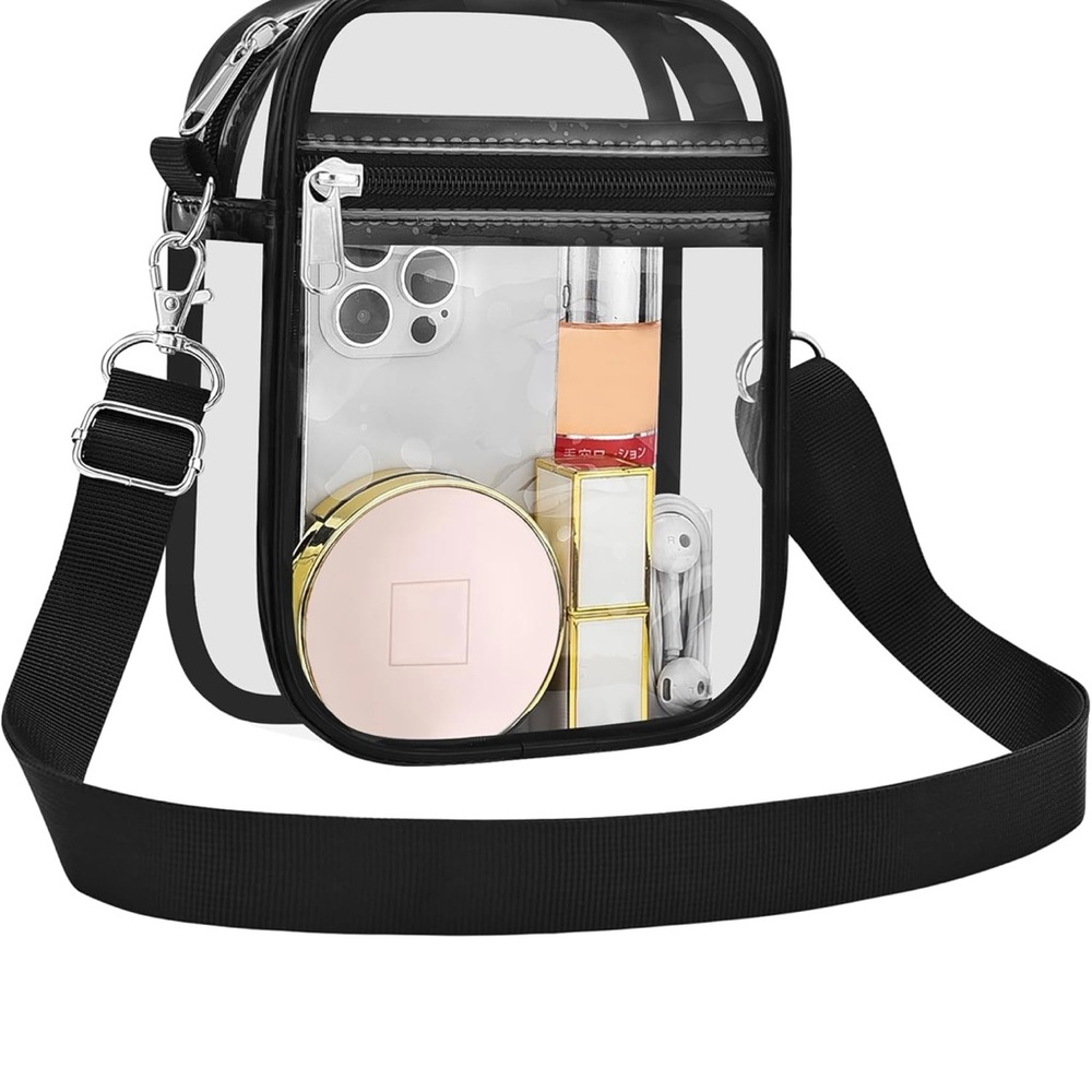 Transparent Crossbody Bag with Black Accents